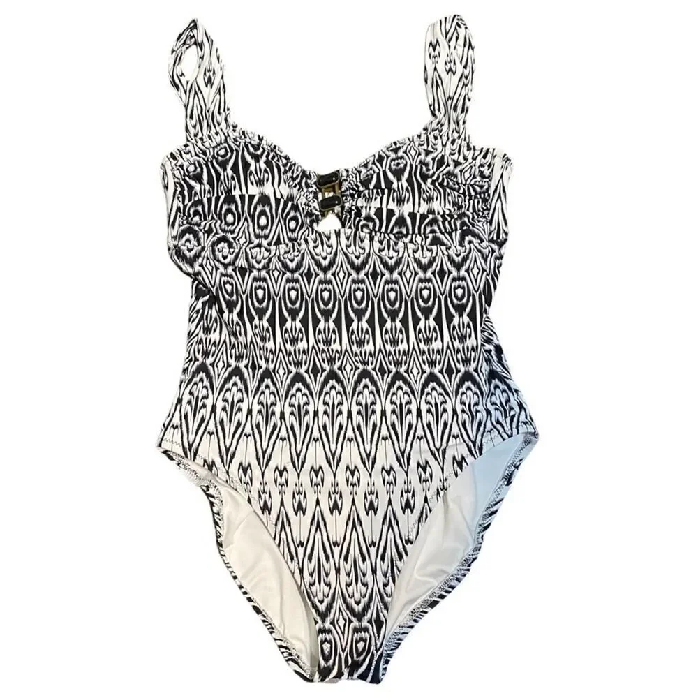 Anne Cole Black and White Swimsuit Full Coverage Size 6
